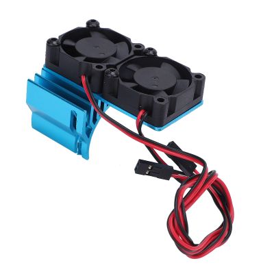 Alomejor ESC Motor Dual Fan Set Aluminum Plastic ESC Cooling Fan Set for Slash 4x4 Rustler Hoss Velineon (Blue)
