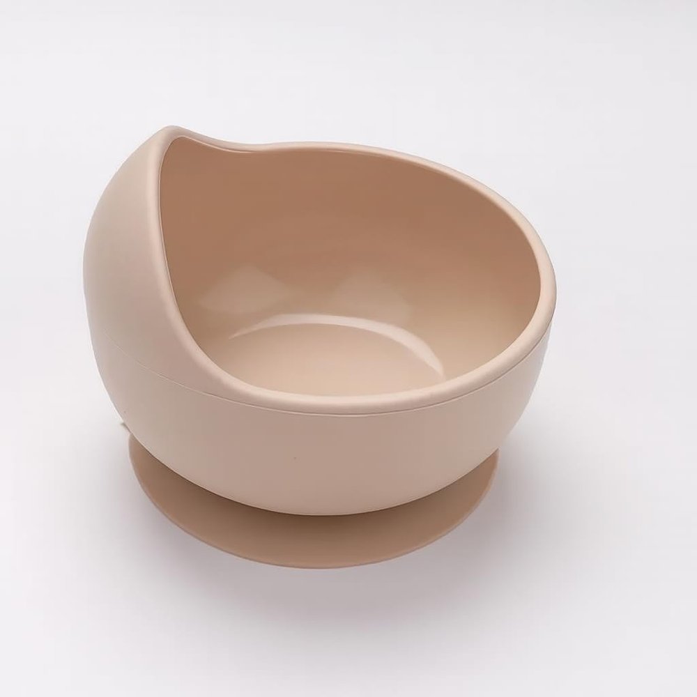 EKOSELA Silicone Baby Suction Bowls Non-Slip Stay Put, High Edge for Self Feeding, BPA Free Toddler Feeding Bowl, (Beige)