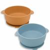 EKOSELA Silicone Baby Suction Bowls (2 Pack) Non-Slip Stay Put, High Edge for Self Feeding, BPA Free Toddler Feeding Bowl, (Sky Blue/Brown) view 1