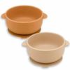 EKOSELA Silicone Baby Suction Bowls (2 Pack) Non-Slip Stay Put, High Edge for Self Feeding, BPA Free Toddler Feeding Bowl, (Beige/Brown) view 1