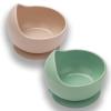 EKOSELA Silicone Baby Suction Bowls (2 Pack) Non-Slip Stay Put, High Edge for Self Feeding, BPA Free Toddler Feeding Bowl, (Light Green/Beige) view 1
