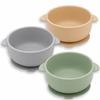 EKOSELA Silicone Baby Suction Bowls (3 Pack) Non-Slip Stay Put, High Edge for Self Feeding, BPA Free Toddler Feeding Bowl, (Green/Grey/Beige) view 1