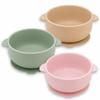 EKOSELA Silicone Baby Suction Bowls (3 Pack) Non-Slip Stay Put, High Edge for Self Feeding, BPA Free Toddler Feeding Bowl, (Pink/Green/Beige) view 1