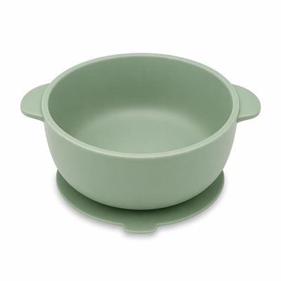 EKOSELA Silicone Baby Suction Bowls Non-Slip Stay Put, High Edge for Self Feeding, BPA Free Toddler Feeding Bowl, (Green)
