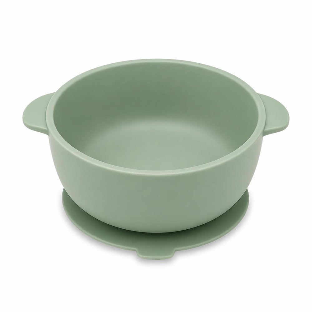 EKOSELA Silicone Baby Suction Bowls Non-Slip Stay Put, High Edge for Self Feeding, BPA Free Toddler Feeding Bowl, (Green)