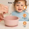 EKOSELA Silicone Baby Suction Bowls (2Pack) Non-Slip Stay Put, High Edge for Self Feeding, BPA Free Toddler Feeding Bowl, (Pink/Grey) view 2