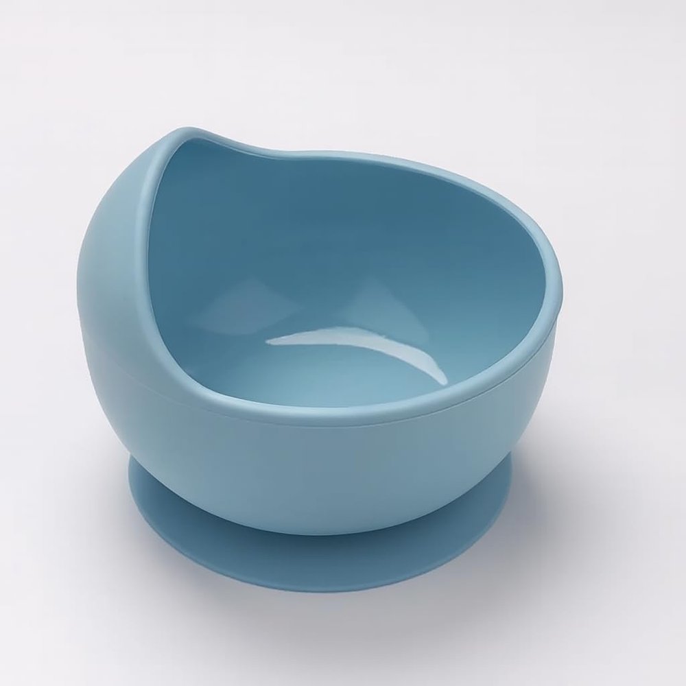 EKOSELA Silicone Baby Suction Bowlsv Non-Slip Stay Put, High Edge for Self Feeding, BPA Free Toddler Feeding Bowl, (Blue)