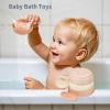 15PCS Baby Bath Toys & 9PCS Bath Toys w/ Silicone Toys & Bath Boats & Stackable Spoons view 3