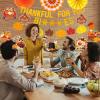 22PCS Thankful for You Banner, Friendsgiving Party Decorations Glitter Thanksgiving Banner Decorations with Hanging Swirls Paper Fan for Indoor Home Office Fall Party Decorations view 3