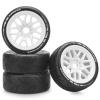 1/8 RC On Road Car Tires and Wheels, daitoku 17mm Hex RC Rally Racing Tires for HPI WR8 HSP Hobao ARRMA Redcat Losi Kyosho VRX (White) view 1