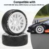 1/8 RC On Road Car Tires and Wheels, daitoku 17mm Hex RC Rally Racing Tires for HPI WR8 HSP Hobao ARRMA Redcat Losi Kyosho VRX (White) view 3