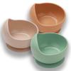 EKOSELA Silicone Baby Suction Bowls (3 Pack) Non-Slip Stay Put, High Edge for Self Feeding, BPA Free Toddler Feeding Bowl, (Green/Beige/Brown) view 1