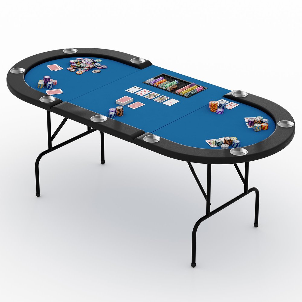 Hipicute Poker Table w/Metal Legs, Oval Poker Table 9 Stainless Steel Cup Holders, Blackjack Gaming Tables with Water-Resistant Cushioned Rail