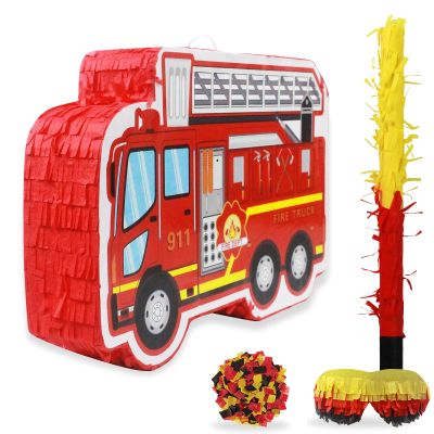Dulousia Fire Truck Pinata, Funny Firetruck Piata for Boys Girls Firefighter Birthday Decorations, Baby Shower, Thanksgiving, Christmas, Mexican Fiesta, Cinco De Mayo Supplies 16.5x10.6x3.15in