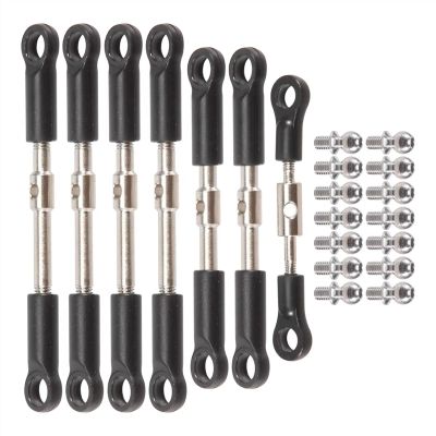 Compatible with Wltoys 144001 144010 124017 124019 RC Car Parts Spare 7Pcs Front Rear Tie Rod Servo Link Rod with Ball Head Screw RC Car Part Accessories