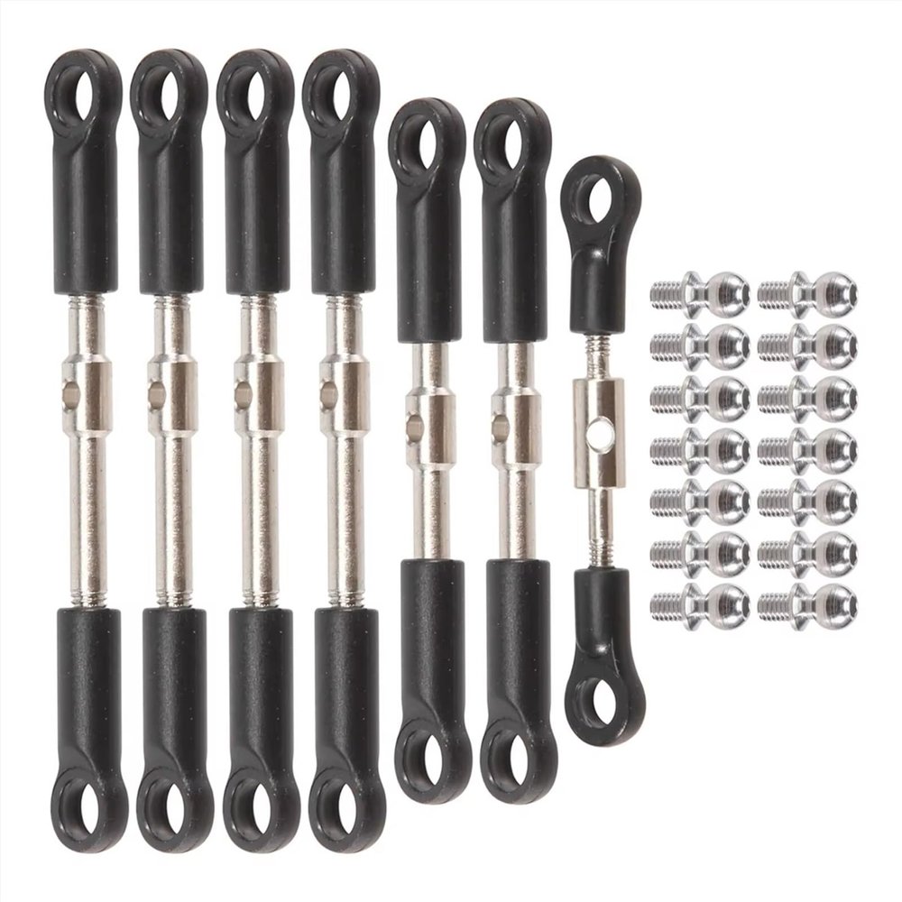 Compatible with Wltoys 144001 144010 124017 124019 RC Car Parts Spare 7Pcs Front Rear Tie Rod Servo Link Rod with Ball Head Screw RC Car Part Accessories