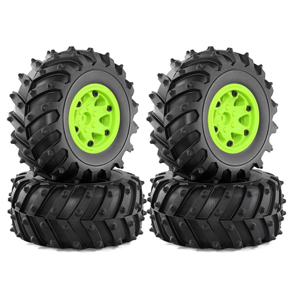 4pcs 12mm Hex 1 10 Scale 128mm Buggy Tires Compatible with 1 10 RC Cars Upgrade Parts Fits Various 12mm Hex Wheel Hubs(Green)