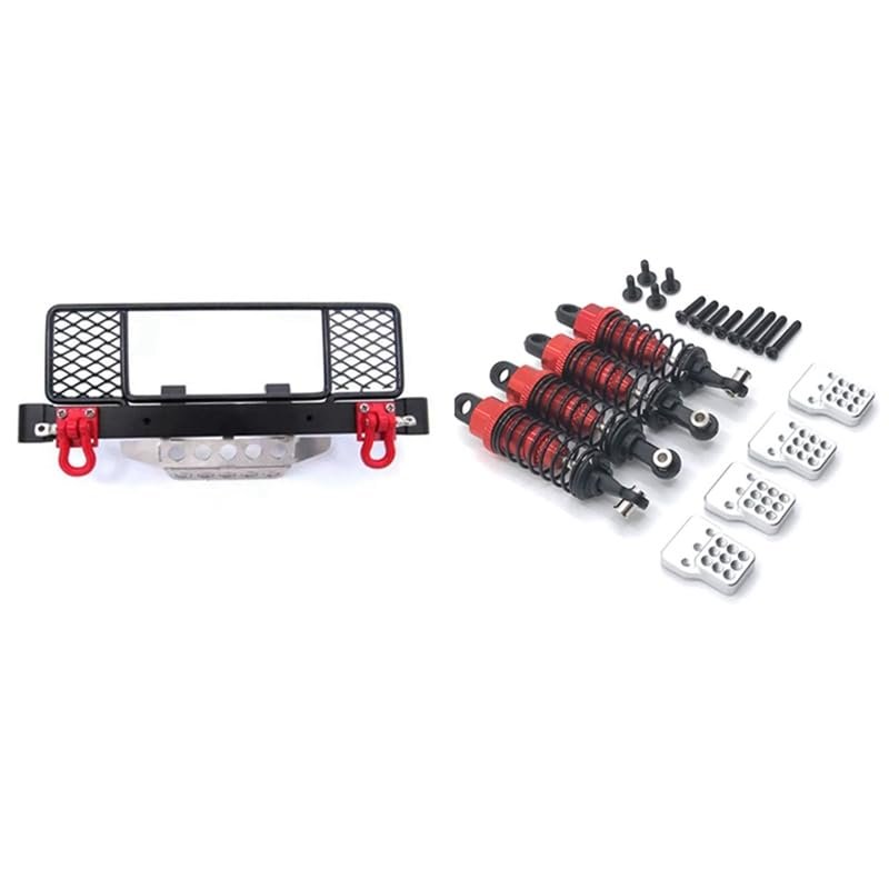 4Pcs Shock Absorber Damper with Front Bumper with Center Net Protection Armor,for WPL C14 C24 C34 MN90 MN99S RC Car