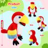 Animal Hand Puppets 11 Inch Bird Plush Toucan Owl Eagle Parrot Flamingo Peacock Puppet Toys Role-Play Puppets for Kids Storytelling Imaginative Pretend Play Teaching Preschool(Parrot) view 2