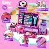 Upgraded Kids Cash Register Toy for Boys Girls, Toddler Pretend Play Cashier Register with Shop Accessories, Calculator Cash Register with Scanner/Credit Card (Pink) view 4
