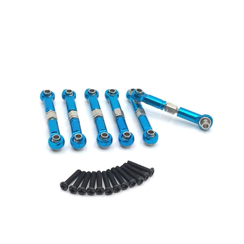 6pcs Metal Link Rod Tie Rod Linkage HS 18301 18302 18311 18312 18321 18322 Upgrade Parts Compatible with 1 18 Scale RC Cars Compatible with Various Models(Blue)