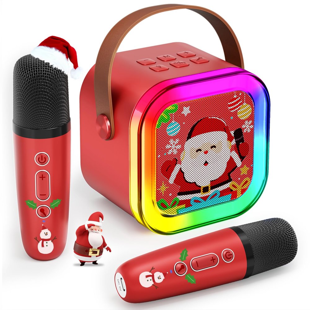 Mini Karaoke Machine for Kids Girls & Boys - Portable Bluetooth Speaker with 2 Wireless Microphones - Kids Birthday for Ages 4-10 Years Old- Christmas Limited Edition