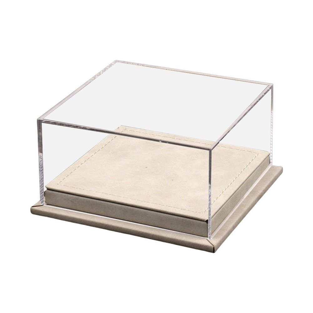 1/64 Scale Two Car Display Case with Portable Design and Clear Acrylic Lid for Collectibles, Beige