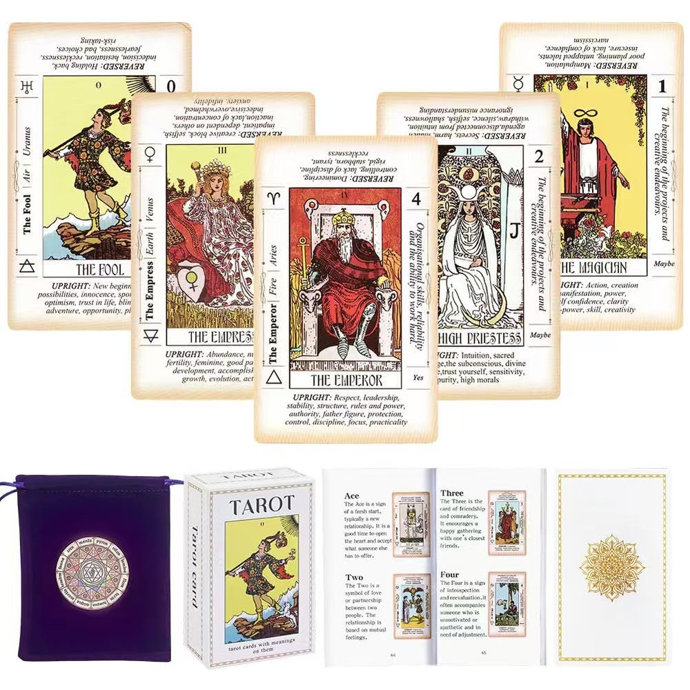 DLAGOMLIFE Tarot Cards for Beginners, Classic Tarot Cards with Meanings on Them for Beginners to Expert