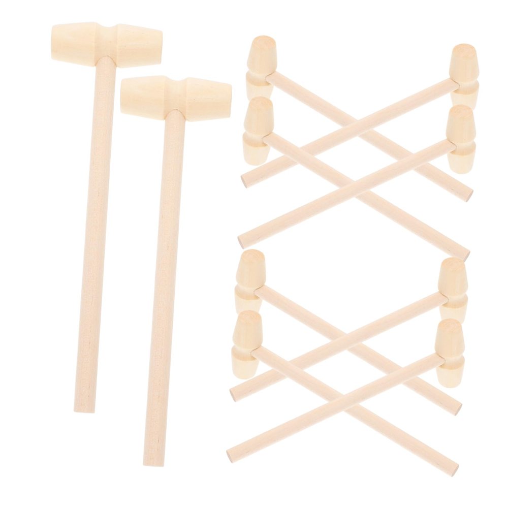 VANZACK 10pcs Mini Wooden Mallet for Boys Beat Educational Hammer Enhancing Hand Eye Coordination Dexterity Development Pounding Play Tool