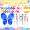 36 Pack Princess Wings Set Includes 18 Pack Girls Fairy Wings Bulk Butterfly Wings Butterfly Angel Costume Wing and 18 Pcs Fairy Wands for Kids Halloween Cosplay Party Dress up, 18 Colors view 2