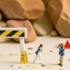 5pcs Mini Caution Wet Floor Signs Miniature Dollhouse Accessories Yellow Tiny Realistic Traffic Safety Slippery Warning Signs for Role Playing Game Model Collections view 2