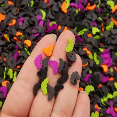 Big Multicolor Bats Halloween Polymer Clay Sprinkles, Spooky Faux Sprinkle, Inedible Bat Shape Fake Sprinkles, Decoden Funfetti Jimmies (Non Edible) (Multicolor, Container)