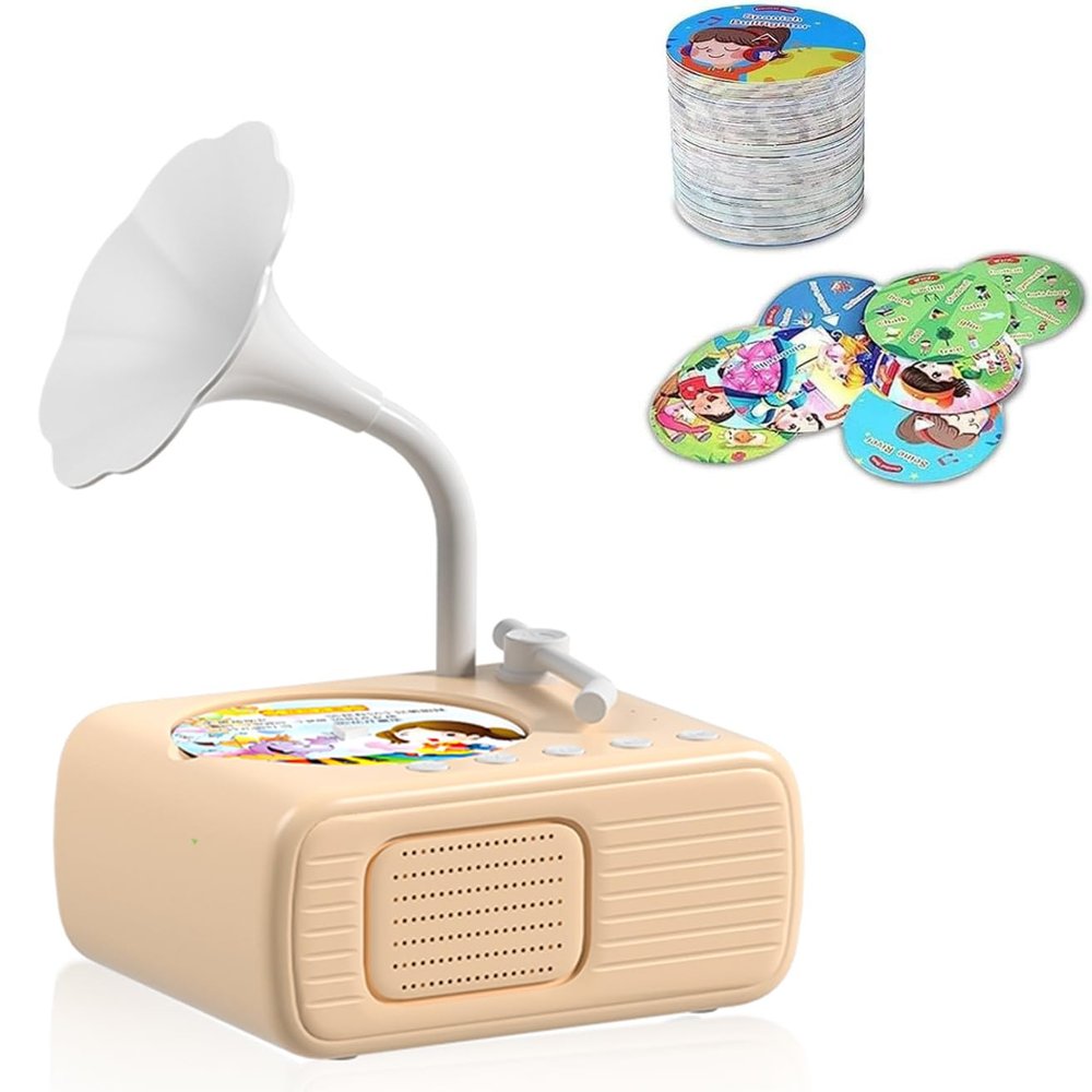 2026 New Kids Phonograph with 99 Cards  Toddler Record Player, Kids Storytelling Machine, Music Player for 3+ Years Old, Educational Phonograph for Boys and Girls (Beige)