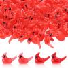 100pcs Mini Resin Cardinal Figurines, Small Red Cardinal Bird Figurines Miniature Animals Crafts for Dollhouse Christmas Cake Topper (Solid Color, Luminous) view 1
