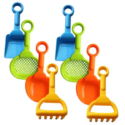 Kisangel 8pcs Beach Shovels Set Lightweight Plastic Sand with Square and Curved Shovels Rake Sand Timer for Outdoor Digging Random Color