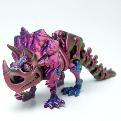 3D Printed Skeleton Triceratops Toys,Flexible Joint Animal lacertid Figurines, Home Decoration Figurine Ornaments,Fidget Dinosaur Toys, Halloween Basket Filling Stuff (Model B)
