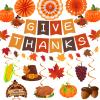 24Pcs Thanksgiving Decorations, Thanksgiving Party Decorations Include GIVE THANKS Banner Hanging Swirls Fall Garland for Thanksgivings Fall Home Office Home Wall Fall Party Decor view 1