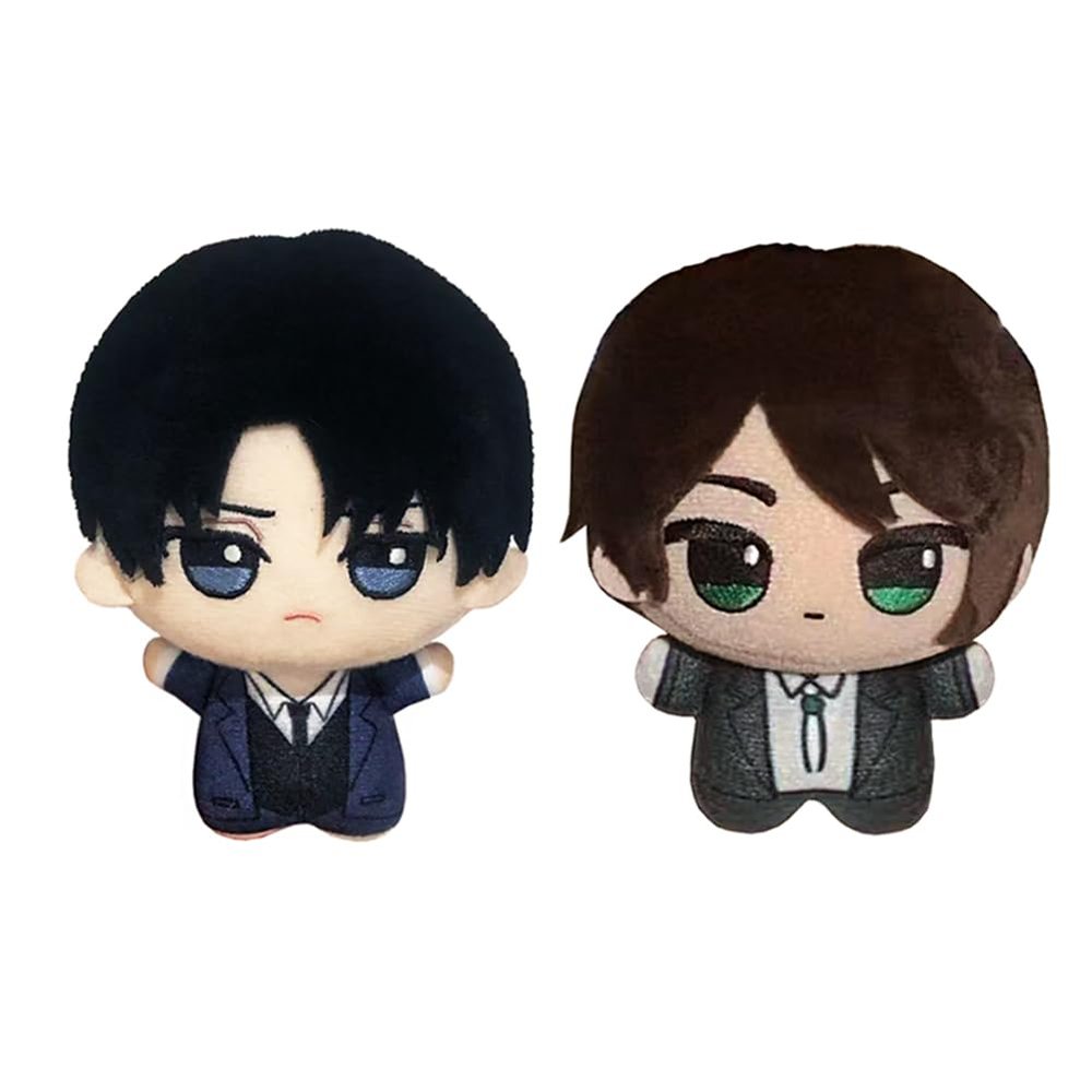 2pcs Eren Jaeger Plush Levi Plushies Keychain Pendant Anime Soft Figure Stuffed Doll, 4'' Mini Hug Pillow Cushion Sofa Decoration Xmas Gifts