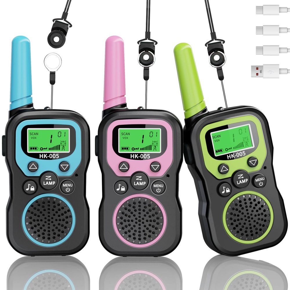 BUKEWIT Walkie Talkies for Kids 3 Pack,3 Miles Family Walky Talky Children Radio Long Range,22 Channels Kids walkie talkies with VOX Function&LED Flashligh,3-12 Years Old Boys Girls Xmas Birthday