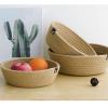 3pcs Small Woven Storage Basket, Cotton Rope Round Mini Storage Bins Bathroom Baskets Wedding Decor for Shelves, Nursery, Bathroom (Cotton Rope) view 3