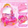 DRAMATION Princess Toddler Vanity Set, Portable Toddler Makeup Vanity with Music and Pretend Makeup Kit, Unicorn Jewelry, Mirror, Hairdryer,Princess Toys Birthday Gift for Girls for 3 4 5 Years Old view 2