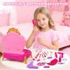 DRAMATION Princess Toddler Vanity Set, Portable Toddler Makeup Vanity with Music and Pretend Makeup Kit, Unicorn Jewelry, Mirror, Hairdryer,Princess Toys Birthday Gift for Girls for 3 4 5 Years Old view 3