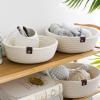 3pcs Small Woven Storage Basket, Cotton Rope Round Mini Storage Bins Bathroom Baskets Wedding Decor for Shelves, Nursery, Bathroom (White) view 3