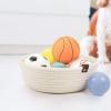 3pcs Small Woven Storage Basket, Cotton Rope Round Mini Storage Bins Bathroom Baskets Wedding Decor for Shelves, Nursery, Bathroom (White) view 4