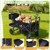 Wagon Stroller for 2 Kids, Premium Stroller Wagon for Kids with Removable Canopy, Safety Harness, Adjustable Handlebar & Storage Organizer, All-Terrain Foldable Baby Wagon for Outdoors view 2