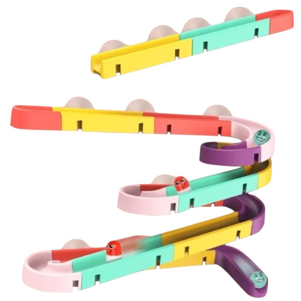 BRIGHTFUFU DIY Marble Run Building Track for Educational Ball Tracking Rail Car with Colorful Interlocking Rails Enhances Fine Motor Skills and Hands Ability