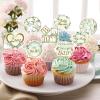 48 Pcs Greenery Cupcake Toppers, "Oh Baby" Sage Green Dessert Picks for Boy or Girl Baby Shower, Botanical Woodland Theme Party Decorations & Cake Supplies view 2