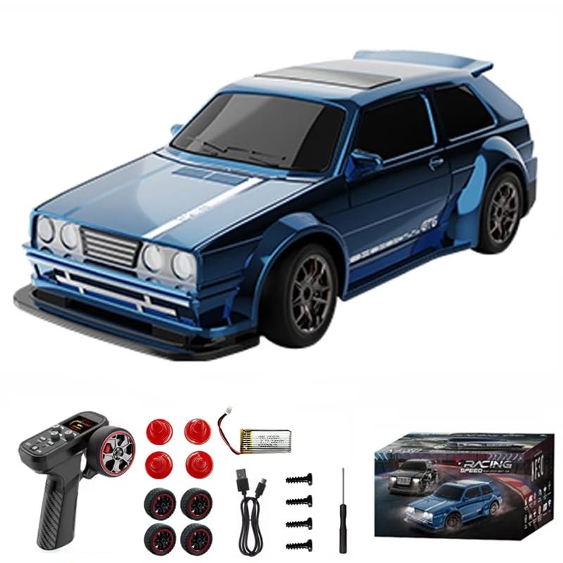 Actualia 1:43 Full Scale RC Drift Car with Gyro, 2.4GHz Mini Racing Car Model with Lights, 4WD High Speed Remote Control Vehicle for Hobbyists & Gifts