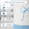 Honeydak Blue Laundry Basket Bow Hamper Coquette Laundry Basket Cotton Rope Blue Hamper 15 x 17.7 Inches Toy Box Large Coquette Bow Teens Girls Room Storage for Blanket Toys Clothes Organization view 3