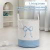 Honeydak Blue Laundry Basket Bow Hamper Coquette Laundry Basket Cotton Rope Blue Hamper 15 x 17.7 Inches Toy Box Large Coquette Bow Teens Girls Room Storage for Blanket Toys Clothes Organization view 4